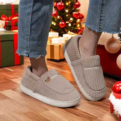 Cute Bear Plush Warm House Slippers - Soft Sole Cozy Shoes for Men and Women with Non-Slip Design