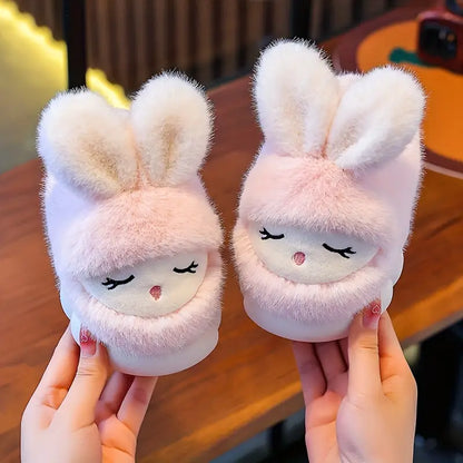 Adorable Bunny-Themed Kids' Slippers - Soft Plush, Warm, Anti-Slip Sole, and Cozy Winter Comfort Indoor Shoes