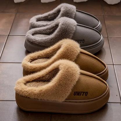 Ergonomic Design Fur-Lined Winter Slippers - Stylish and Durable Warm Slippers for Men and Women, Perfect for Cozy Home Comfort