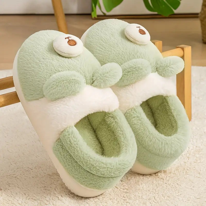 Comfortable Cartoon Bear Plush Slippers for Men and Women - Warm and Non-Slip Indoor Shoes