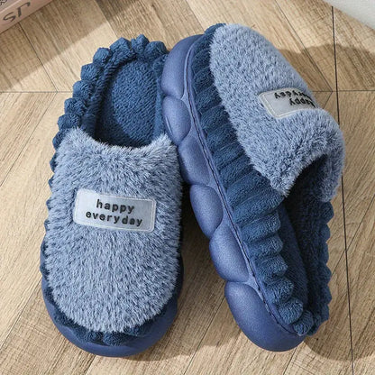 Unisex Premium Plush Slippers - Thick-Soled, Waterproof, and Warm Indoor Shoes for Home Comfort