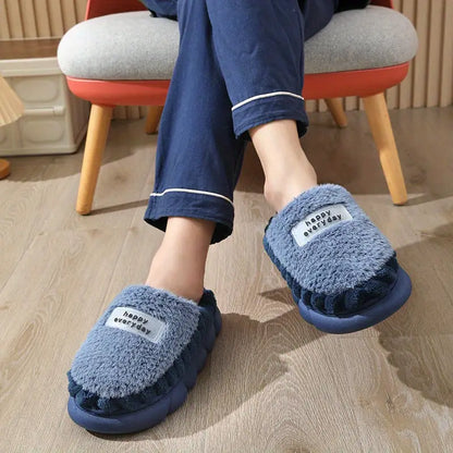 Unisex Premium Plush Slippers - Thick-Soled, Waterproof, and Warm Indoor Shoes for Home Comfort