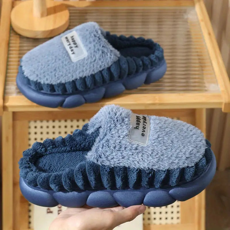 Unisex Premium Plush Slippers - Thick-Soled, Waterproof, and Warm Indoor Shoes for Home Comfort