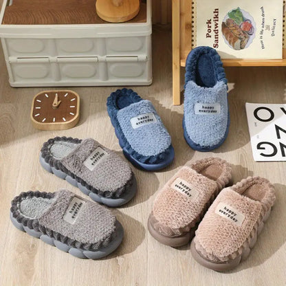 Unisex Premium Plush Slippers - Thick-Soled, Waterproof, and Warm Indoor Shoes for Home Comfort