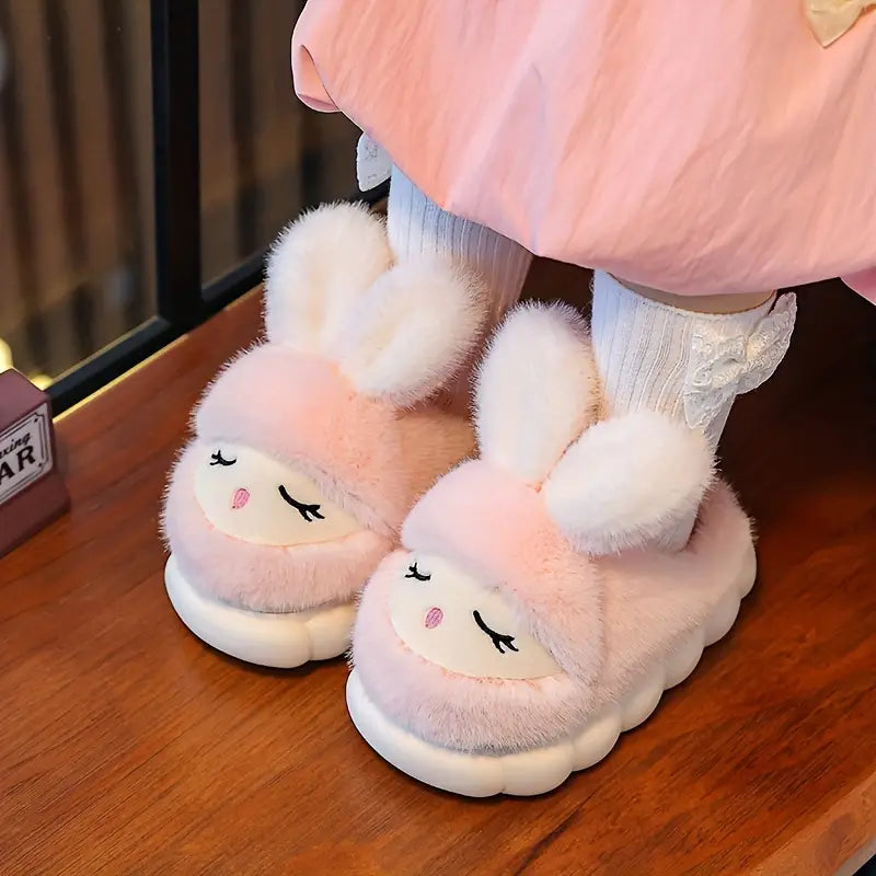 Adorable Bunny-Themed Kids' Slippers - Soft Plush, Warm, Anti-Slip Sole, and Cozy Winter Comfort Indoor Shoes