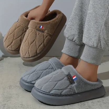 Unisex Cozy Fleece-Lined Slippers - Lightweight, Comfortable, and Warm for Indoor Use | Versatile EVA Sole with Solid Color Design