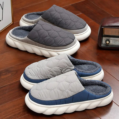 Unisex Waterproof Quilted Indoor Slippers - Soft, Warm, and Durable for Ultimate Comfort | Anti-Slip EVA Sole