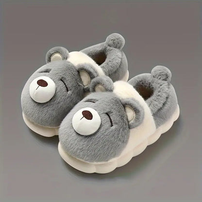 Comfortable Cartoon Bear Plush Slippers - Soft and Warm Non-Slip Indoor Slippers