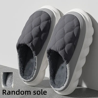 Unisex Waterproof Quilted Indoor Slippers - Soft, Warm, and Durable for Ultimate Comfort | Anti-Slip EVA Sole