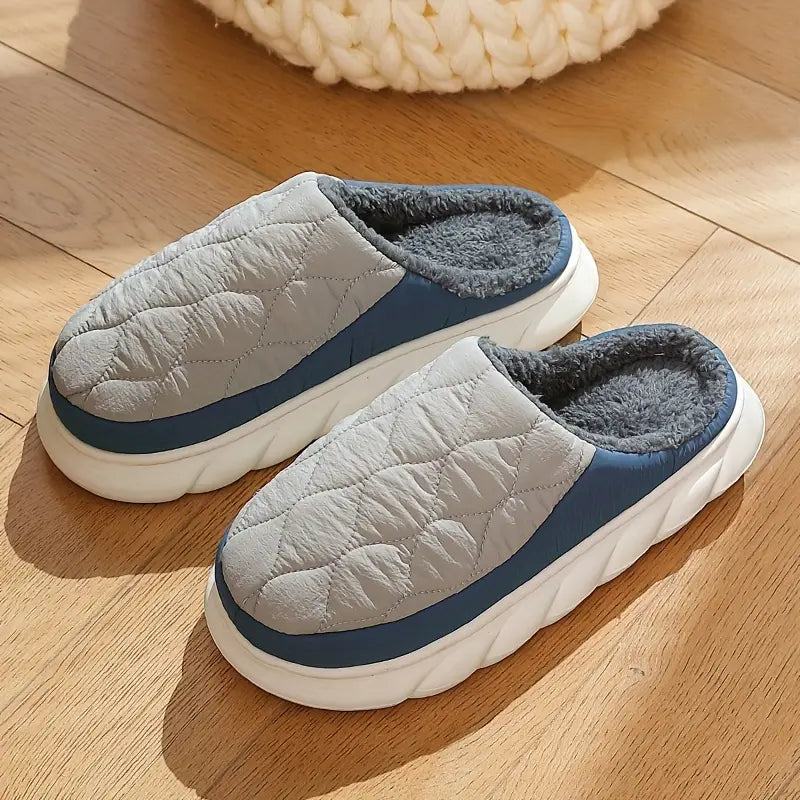 Unisex Waterproof Quilted Indoor Slippers - Soft, Warm, and Durable for Ultimate Comfort | Anti-Slip EVA Sole