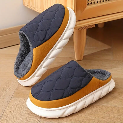 Unisex Waterproof Quilted Indoor Slippers - Soft, Warm, and Durable for Ultimate Comfort | Anti-Slip EVA Sole