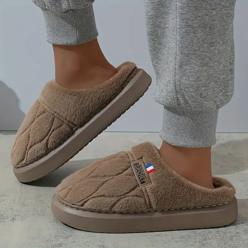 Unisex Cozy Fleece-Lined Slippers - Lightweight, Comfortable, and Warm for Indoor Use | Versatile EVA Sole with Solid Color Design