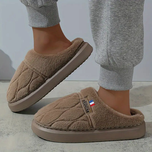 Unisex Cozy Fleece-Lined Slippers - Lightweight, Comfortable, and Warm for Indoor Use | Versatile EVA Sole with Solid Color Design