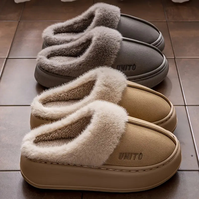 Ergonomic Design Fur-Lined Winter Slippers - Stylish and Durable Warm Slippers for Men and Women, Perfect for Cozy Home Comfort