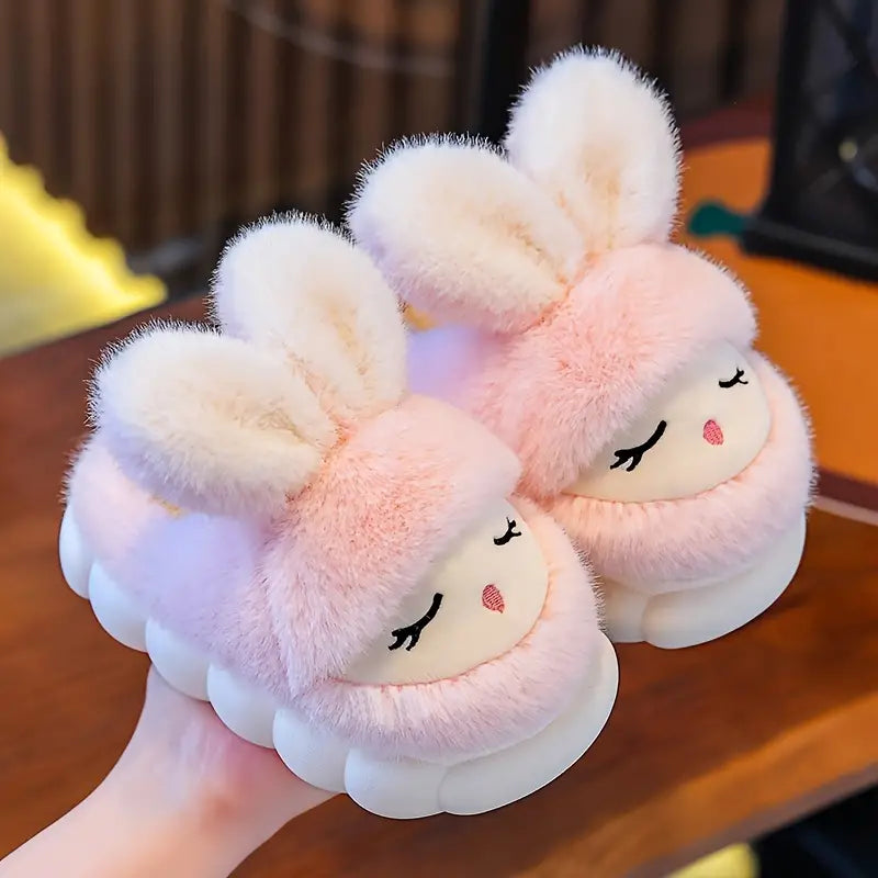 Adorable Bunny-Themed Kids' Slippers - Soft Plush, Warm, Anti-Slip Sole, and Cozy Winter Comfort Indoor Shoes