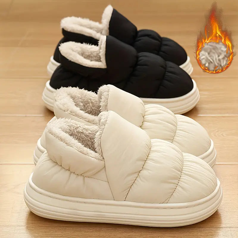 Women's Winter Puffer Slippers - Plush-Lined Non-Slip House Shoes | Lightweight & Warm Design