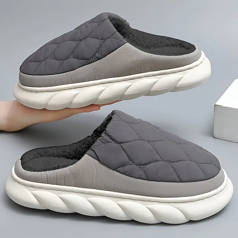 Unisex Waterproof Quilted Indoor Slippers - Soft, Warm, and Durable for Ultimate Comfort | Anti-Slip EVA Sole