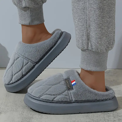 Unisex Cozy Fleece-Lined Slippers - Lightweight, Comfortable, and Warm for Indoor Use | Versatile EVA Sole with Solid Color Design