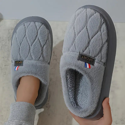 Unisex Cozy Fleece-Lined Slippers - Lightweight, Comfortable, and Warm for Indoor Use | Versatile EVA Sole with Solid Color Design