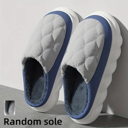 Unisex Waterproof Quilted Indoor Slippers - Soft, Warm, and Durable for Ultimate Comfort | Anti-Slip EVA Sole