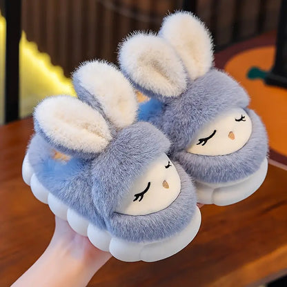 Adorable Bunny-Themed Kids' Slippers - Soft Plush, Warm, Anti-Slip Sole, and Cozy Winter Comfort Indoor Shoes