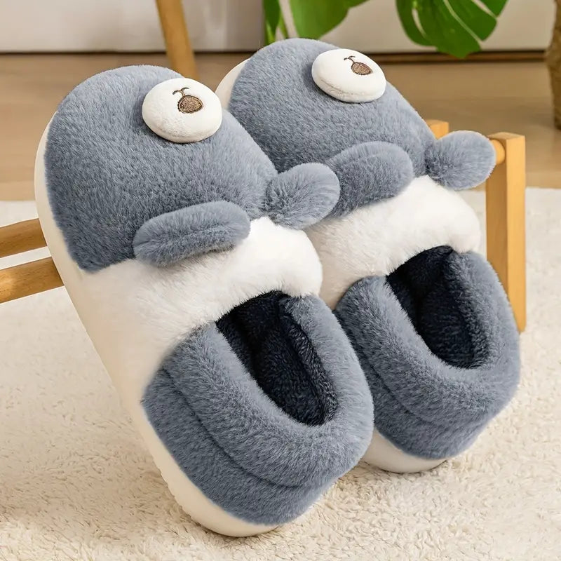 Comfortable Cartoon Bear Plush Slippers for Men and Women - Warm and Non-Slip Indoor Shoes