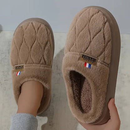 Unisex Cozy Fleece-Lined Slippers - Lightweight, Comfortable, and Warm for Indoor Use | Versatile EVA Sole with Solid Color Design