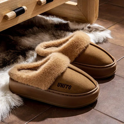 Ergonomic Design Fur-Lined Winter Slippers - Stylish and Durable Warm Slippers for Men and Women, Perfect for Cozy Home Comfort